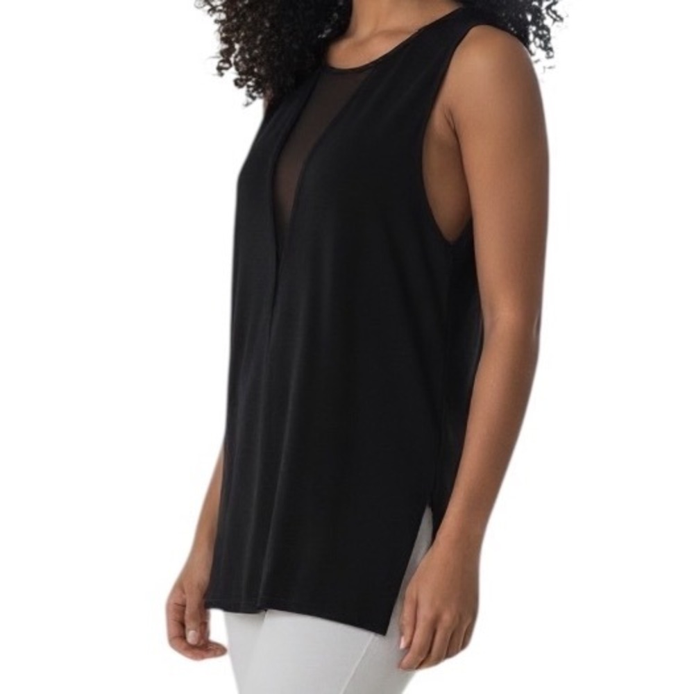 EXPRESS Black Sleeveless Cutout Knit Mesh Shift Tunic Top EUC Size Small